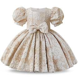 NNJXD Baby Mädchen Taufkleid Tutu Party Blume Schleife Kleinkind Mädchen Kleider 2038 Champagner Größe (120) 4–5 Jahre von NNJXD