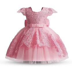 NNJXD Baby Mädchen Taufkleid Tutu Party Taufe Kleid Spitze Kleinkind Mädchen Kleider 2015 Dunkelpink Größe (110) 3-4 Jahre von NNJXD