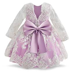 NNJXD Blumenmädchen Baby Spitze Prinzessin Party Pageant Kleid Tutu Hochzeitskleid 790 Lila Größe (100) 2–3 Jahre von NNJXD