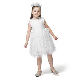NNJXD Kleine Mädchen Prinzessin Tutu Party Blumenkleid Ärmellose Mädchen Weste Kleidergröße (100) 2-3 Jahre Weiß von NNJXD