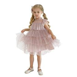 NNJXD Kleines Mädchen TüllKleid 1270 Prinzessin Mädchen Party Little Stars Kleid 1270 Rosa (100) 2–3 Jahre von NNJXD