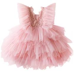 NNJXD Kleinkind Baby Mädchen Tüll Sommerkleid Geburtstag Party Spitze Tutu Taufe Kleidung 1961 Rosa Größe (100) 2-3 Jahre von NNJXD