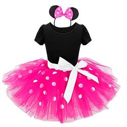 NNJXD Kleinkinder Mädchen Weihnachten Tupfen Geburtstag Kleinkind Prinzessin Tutu Karneval Kleid Größe (130) 5-6 Jahre Rose von NNJXD