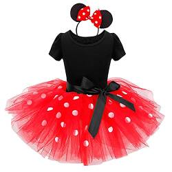 NNJXD Kleinkinder Mädchen Weihnachten Tupfen Geburtstag Kleinkind Prinzessin Tutu Karneval Kleid Größe (90) 1-2 Jahre Rot von NNJXD