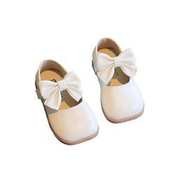 NNJXD Mädchen Mary Jane Loafers Ballet Bow Princess Schuhe 26(15.5cm/6.05") P0062 Weiß von NNJXD