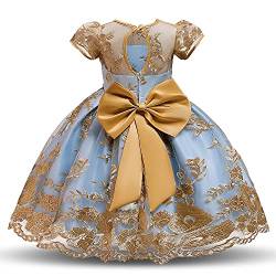 NNJXD Mädchen Tüll Blume Prinzessin Halloween Party Kleid für Kinder Größe (140) 7-8 Jahre 703 Gelb von NNJXD