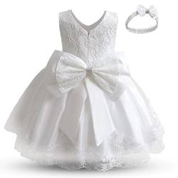 NNJXD Mädchen Tüll Blume Prinzessin Hochzeitskleid für Kleinkind und Baby 12-24 Monate(Größe90) 648 Weiß-C von NNJXD