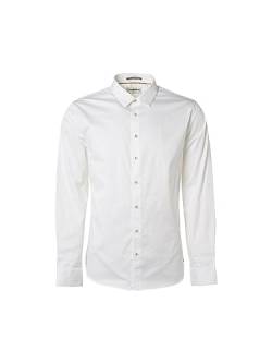 NO EXCESS Basic Stretch Herren-Hemd Satin (M, White) von NO EXCESS