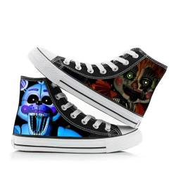 FNAF High Top Anime bedruckte Canvas-Schuhe, Sneaker, Fünf Nächte, Spielmuster, lässig, modisch, Schnürschuhe, Segeltuchschuhe für Herren und Damen, Typ15, 39 EU von NOAFUNZO