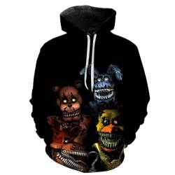 NOAFUNZO FNAF Kinder Erwachsenen Hoodie,3D Comic Gedruckter Kordelzug Nightmare Foxy Bonnie Fazbear Pullover Sweartshirt für Kinder Mädchen Jungen Erwachsene (140, Typ 6) von NOAFUNZO