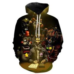 NOAFUNZO FNAF Kinder Erwachsenen Hoodie,3D Comic Gedruckter Kordelzug Nightmare Foxy Bonnie Fazbear Pullover Sweartshirt für Kinder Mädchen Jungen Erwachsene (XXL, Typ 4) von NOAFUNZO