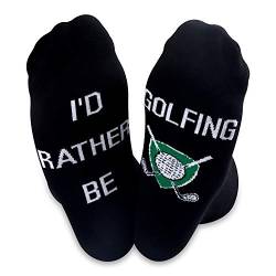 Golfsocken mit der Aufschrift „I'd Rather Be Golfing“ für Männer, Golfliebhaber, Geschenk für Vatertag Gr. M, U-Golf von NOBAND