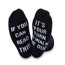 Lustige Hundesocken mit Aufschrift "If You Can Read This It's Your Turn To Walk The Dog" Gr. M, Walk the Dog Socken von NOBAND