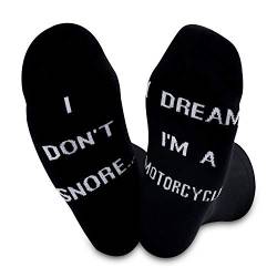 Lustige Socken für Herren "I Don't Snore I Dream I'm a Motoric", lustige Socken für Vater, Freund, Ehemann, Motorradsocken, M von NOBAND