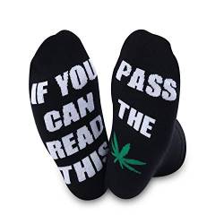 Lustige Socken für Topfraucher mit Aufschrift "If You Can Read This Pass The Weed Stoner" 420, Pass the Weed, M von NOBAND