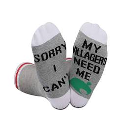 Gamer-Socken, inspiriert von Tierkreuzen, Geschenk mit der Aufschrift "Sorry I Can't My Villagers Need Me" Gr. M, Villagers Need Me Eu von NOBRANDS