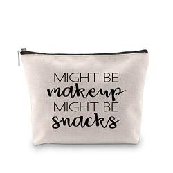 Kosmetiktasche mit Aufschrift „Might Be Makeup Might Be Snacks“, Geschenk für Mädchen von NOBRANDS