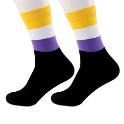 PYOUL Socken mit nicht-binären Flaggen, nicht-inäre Geschenke, LGBT, nicht-binär, Geschenk für Stolz, Queer, Non Binary Pride Flaggen-Socken 2.0, 1 Paar, 38 von NOBRANDS