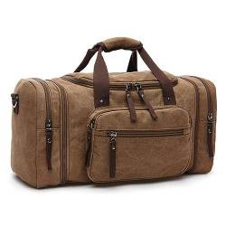 NOGRAX Schulrucksack Leinwand Reisetaschen Große Kapazitäten Tragen Auf Gepäcktaschen Männer Reisetasche Reisetasche Wochenendbeutel-COF Brown von NOGRAX
