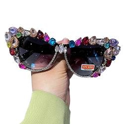 NOGRAX Sonnenbrille Mit Strasssteinen Damen Katze Eys Sonnenbrille Frauen Übergroße Sonnenbrillen Luxuskristall Retro -Farbtöne Für Frauen-Kristallmischung von NOGRAX