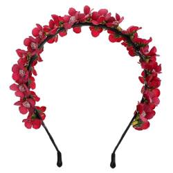 Boho-Blumenkronen Feen-Kopfschmuck Böhmisches Blumen-Stirnband Strand-Thema Hochzeits-Stirnband Für Braut Brautjungfer Frauen Mädchen Kostümzubehör Rot von NOLITOY