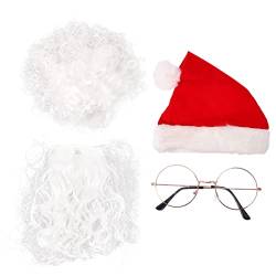 NOLITOY 1 Set/4-Teilig Weihnachtsmann-Accessoires Brillen-Set Weihnachtsmütze Mütze Weihnachtsmann-Anzug Verkleidung Weihnachtsmann Weihnachten Weihnachtsmann-Outfits von NOLITOY