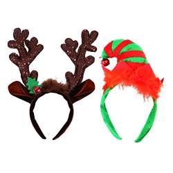 NOLITOY 2 Stück Geweih Elfen-Stirnband Braunes Dekor Mini-Haargummis Damengeschenke Weihnachten Carootn-Haarband Elfenkostüm Mütze Weihnachtsmütze Feiertags-Kopfschmuck von NOLITOY