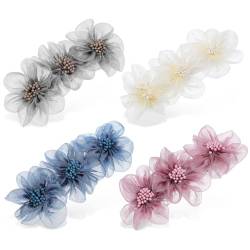 NOLITOY Blumen-Haarspangen 4 Stück Haarspangen Modischer Stoff Frühlingshaarnadeln Für Braut Frauen Mädchen Abendkleid Langes Kurzes Haar Styling-Zubehör von NOLITOY