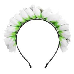 NOLITOY Blumenkrone Tulpe Blumen-Stirnband Blumen-Haarband Blumen-Kopfschmuck Braut-Blumenkrone Haar-Accessoires Für Frauen Und Mädchen Weiß von NOLITOY