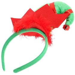 NOLITOY Damen Stirnbänder Krippenkostüme Für Kinder Weihnachten Elf Hut Stirnband Süße Haar-Accessoires Für Frauen Halloween Cosplay Party Handgemachte Haarreifen Kopfbedeckung Rot Grün von NOLITOY