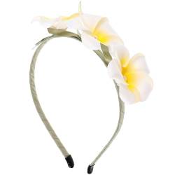 NOLITOY Hawaiianisches Blumen-Stirnband Für Damen Und Mädchen Hawaiianisches Plumeria-Blumenkrone Blumen-Stirnband Haarband Sommer-Strand-Haar-Accessoire Für Frauen Und Mädchen von NOLITOY