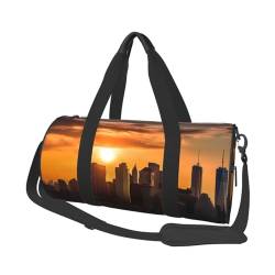 Donuts Reisetasche für Damen und Herren, Sport, Turnbeutel, faltbar, Wochenendtasche, Handgepäck, Übernachtungstasche, für Reisen, Schwimmen, Basketball, Skyline bei Sonnenuntergang, Einheitsgröße von NONHAI