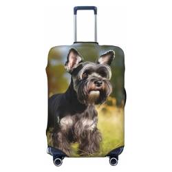 NONHAI Reisegepäckabdeckung, Schutz, Schnauzer, Hund auf dem Gras, waschbar, elastisch, Koffer-Schutz, kratzfest, passend für 45,7-81,3 cm Gepäck, Schwarz , L von NONHAI