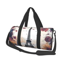 Reisetasche mit Hahnmotiv für Männer und Frauen, Sport, faltbar, Wochenendtasche, Handgepäck, Übernachtungstasche, für Reisen, Schwimmen, Basketball, Romantische Paris Eiffel, Einheitsgröße von NONHAI