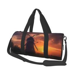 Reisetasche mit Neonlichtern, für Herren und Damen, Sport, Turnbeutel, faltbar, Wochenendtasche, Handgepäck, Übernachtungstasche, für Reisen, Schwimmen, Basketball, Sunset Windmühle, Einheitsgröße von NONHAI