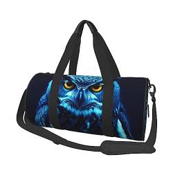 Reisetasche mit blauer Eule, für Damen und Herren, Sport, Turnbeutel, faltbar, Wochenendtasche, Handgepäck, Übernachtungstasche, für Reisen, Schwimmen, Basketball, blaue eule, Einheitsgröße von NONHAI