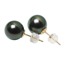 NONNYLLEI Geschenke für Frau Mutter Frauen Jahrestag-18K Gold Tahitian Black Pearl Stud Earrings-Geschenke für sie Geburtstag Weihnachten Mütter Tag Valentinstag-Schmuck von NONNYLLEI