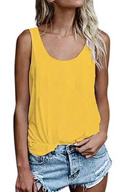 Damen Shirts Ärmellose Sommer Tunika Loose Fit Tank Tops (786Gelb, Large) von NONSAR