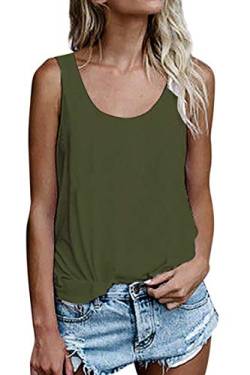 Damen Shirts Ärmellose Sommer Tunika Loose Fit Tank Tops (786Olivgrün, Large) von NONSAR