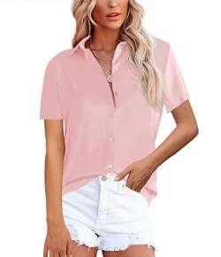 NONSAR Bluse Damen Elegant Lange Ärmel Hemdbluse mit Stehkragen Büroblusen Lässige Oberteile(9357L,Rosa) von NONSAR