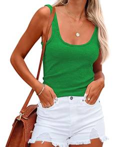 NONSAR Damen Shirts Ärmellose Sommer Tops Elastische Tank Top Slim Fit Unterhemden Damen(9356L,Grün) von NONSAR