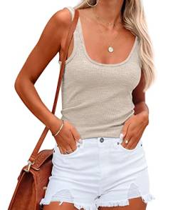 NONSAR Damen Shirts Ärmellose Sommer Tops Elastische Tank Top Slim Fit Unterhemden Damen(9356M,Aprikose) von NONSAR