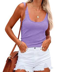 NONSAR Damen Shirts Ärmellose Sommer Tops Elastische Tank Top Slim Fit Unterhemden Damen(9356M,Lila) von NONSAR