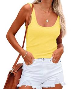 NONSAR Damen Shirts Ärmellose Sommer Tops Elastische Tank Top Slim Fit Unterhemden Damen(9356XXL,Gelb) von NONSAR