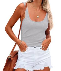 NONSAR Damen Shirts Ärmellose Sommer Tops Elastische Tank Top Slim Fit Unterhemden Damen(9356XXL,Grau) von NONSAR