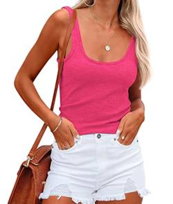 NONSAR Damen Shirts Ärmellose Sommer Tops Elastische Tank Top Slim Fit Unterhemden Damen(9356XXL,Rosarot) von NONSAR