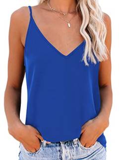 NONSAR Unterhemden Damen Spaghettiträger Damen Basic Top Lange Tanks Verstellbarer Spaghetti Strap Cami Camisole Tank Top (9343L, Blau) von NONSAR