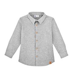 NONU Kids, Jungen Baumwolle Hemd mit Knopf, Schuluniform Lange Ärmel, Sweatshirt Basic, Baumwolle Top, Casual Jumper, Kinder Kleidung, Warm, Elegant, Grau 128/134 von NONU Kids