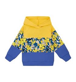 NONU Kids Sweatshirt Dreifarbig mit Kapuze 95% Baumwolle 5% Elasthan Bequem Unisex Viele Größen Weich Atmungsaktiv Kapuzenpullover für Mädchen Blau 110 von NONU Kids