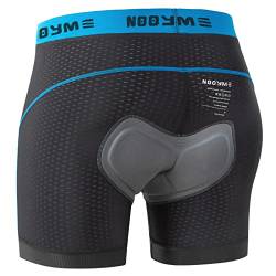 NOOYME Fahrradhose Herren Radunterhose Herren Schnelltrockende Radlerhose Herren mit Sitzpolster 4D Atmungsaktive Fahrradunterhose Herren Gepolstert Elastische Radhose Herren Schwarzblau 3XL von NOOYME